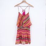 Haute Hippie Silk Tiered Chevron Print Camisole Dress Size L Photo 1