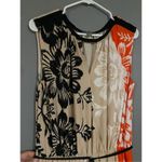 Roz & Ali  Floral Black Orange Deep V Neck Tie Waist Sleeveless Dress Size 12 Photo 2