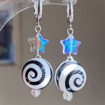 Handmade y2k funky grunge style swirl spiral uzumaki ball unique dangle earrings 🌀🖤 Photo 2