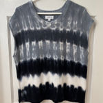 Evereve  Knit Top Sleeveless Sweater Vest Blue Tie‎ Dye Cotton Boho Grunge L Photo 0