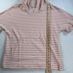 Jane & Delancey Women's Small Pink/Cream Striped Short Sleeve Hooded Terry Shirt Pink Photo 4