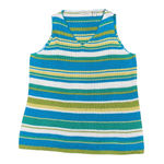 Amanda Smith Striped Knit Tank Top Blue Green Yellow White V Neck Sleeveless Size 1X Photo 0