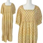 Sohana Dainty Ethereal Indian Cotton Block Print Maxi Dress Yellow Floral XL Photo 1