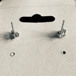 Black spinel EUC 925 sterling pierced stud earrings. Appx. 8mm round gemstones Photo 3