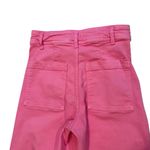 ZARA  Hot Pink Marine Straight High Rise Wide Leg Jeans 
Raw Hem, Sz 4 Photo 11