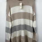 Per Se  Sweater Womens Turtleneck‎ Stripe Pullover Tuape White Size XL Photo 0