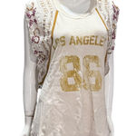 Free People top Los Angeles 86 summer nights Embellished Sleeve T Shirt Women M Photo 0