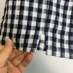 American Eagle Navy Blue & White Gingham Notched Mini Skirt Photo 5