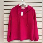 Loft NWT Faux Sherpa Hoodie Sweater - Fuchsia Pink Size Small Soft Pull Over Photo 0
