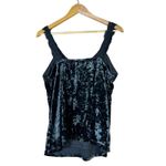 Entro  Crushed Velvet Lace Camisole Top Womens L Blue Green Goth Glam Coquette Photo 3