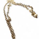 Vintage Gold Tone Faux Pearl Necklace Knots Long Women's Chain Link CC Coco Photo 3