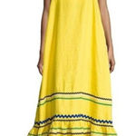 Lisa Marie Fernandez Yellow Linen Ric Rac Sleeveless Maxi Dress Size 1 (2) Photo 0