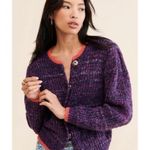 Free People  Walk On By Wool Cardigan Sweater Purple Size S Retail $148 Photo 7