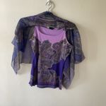 Covington   Sheer Paisley Print 2 PIECE CHIFFON Layered Boho‎ Top L Purple Photo 13