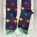 None Multicolor Colorful Hearts Blue Compression Knee High Socks Photo 2