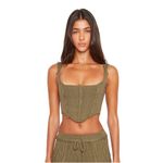 Danielle Guizio NWT Danielle Guizo Olive Green Knit Crop Top Corset Photo 0