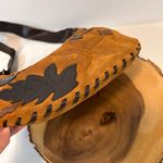 Bisou Bisou  Michele Bohbot genuine tan suede small shoulder purse with leaves Photo 15