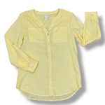 Chico's Chico’s Linen Lace Shoulder Button Up Tunic Shirt Butter Yellow Small Photo 12