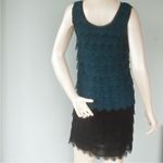 Madewell NEW Broadway & Broome Peacock Feather Black Lace Flapper Dress Photo 4