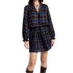 Current Air  Plaid Blouson Sleeve Pleated Mini Length Dress Size Medium Photo 3