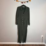 ZARA  Flowy Belted Jumpsuit in Olive Forest Green Photo 1