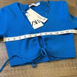 ZARA NWT  Blue Ruched Cut Out Knit Top Photo 12