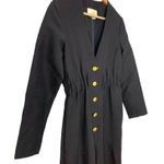 Gucci Alione V-neck Long Sleeve Button Jumpsuit Wool Silk Gold Black IT 36 US 0 Photo 2