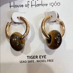 House of Harlow 1960 | Gold Hoop Tiger Eye Earrings Photo 4