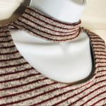 White Birch  Stripe Choker Top Cutout Long Sleeve Wrap Burgundy Gray S Photo 4