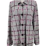 Nic+Zoe NWOT Around Town Shirt Jacket Shacket Plaid Pink Black White Size Large Photo 0