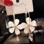 Women's Crystal Flower Drop Dangle Earrings Gold Photo 0