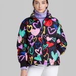 Wild Fable  Womens Puffer Jacket Black With Colored Hearts Size M Photo 1