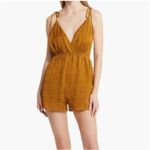 Open Edit NWT  Jacquard Bronze Tie Shoulder Romper Sz L Photo 2