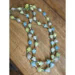 Vintage West Germany Pastel Glass Tulip Flower Beaded Necklace With Green Crysta Size 18 Photo 11