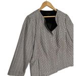 Talbots Womens Size 14 Blazer Hidden Buttons Square Print Lined Black Photo 2