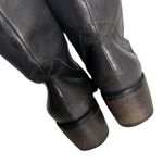 EMANUELA PASSERI Italy Grey Leather Boots Tall Block Heel EU Size 40 Gray Photo 4