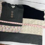 Mello Patchwork Sweater Colorblock Knit Henley Boho Size Small Gray Photo 6