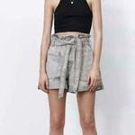 ZARA Gray Denim Paper Bag Shorts High Waist Belt Patch Pocket Size 2 Jean Shorts Photo 13