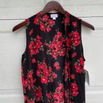 LuLaRoe NWT Women’s Vest Black Red Floral Sleeveless Long Duster Small Photo 3