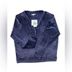 Roudelain Long Sleeve Ribbed Velour Pajama Top Peacoat Size L Soft Cozy Blue Size L Photo 1