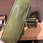 Coach CBJ01 Ashton Shoulder Bag In Shiny Crinkle Leather Gold/Olive Green Photo 8