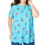 Woman Within New  Floral Print Thermal Short Sleeve Tee Pink Multi Size 14/16 Photo 12