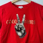 Cali Baby MEDIUM Red GOOD VIBES Crop Top Tee Shirt T Photo 2