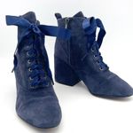 Sam Edelman Boot Tate Dark Blue Suede Block Heel Lace Up Granny Boot Size 5.5 Photo 1