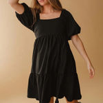 ALBION FIT Albion XS Middleton Black Mini Dress with Puff Sleeves Photo 0