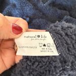 Natural Life  Cozy Fuzzy Poncho Hoodie One Size Blue‎ Aztec Trim Fringed Cozy Photo 3