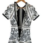 Alexis  Emiliana Fit & Flare Mini Dress in Black and White Diamond Lace, XS‎ Photo 13