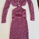 Princess Polly  LUCIA CUT OUT MINI DRESS PURPLE SZ 2 Knitted Ribbed V Neck Party Photo 3