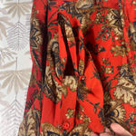 Bobeau  Red Floral Print Blouse‎ Women M Boho Peasant Top Long Sleeve Lightweight Photo 3