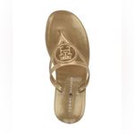 Tommy Hilfiger Women's Vedna Cutout Logo Jelly Thong Sandals- Gold- Size 6 Photo 1